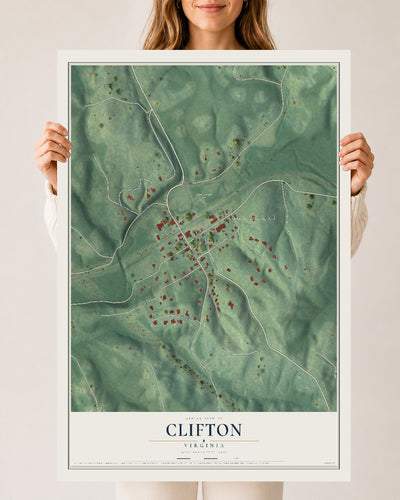 Map of Clifton, Virginia, 24 x 36 inch unframed archival matte print