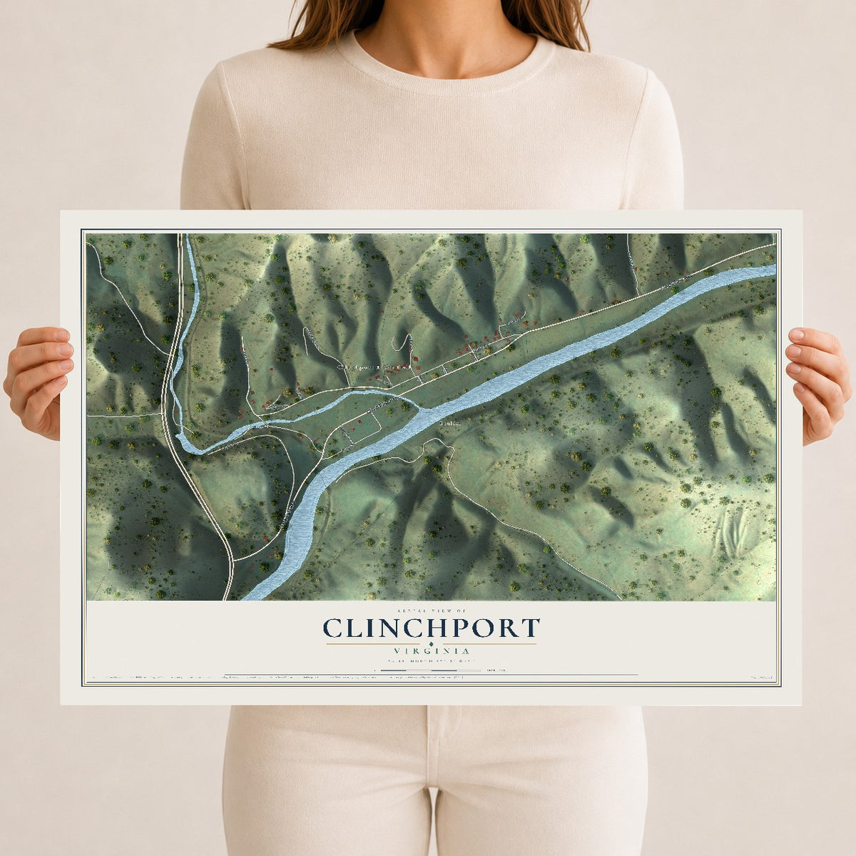 Map of Clinchport, Virginia, 12 x 18 inch unframed archival matte print