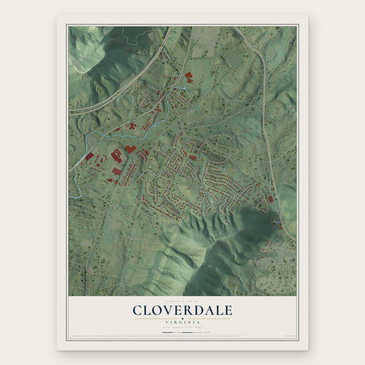 Cloverdale, Virginia map print, the full design