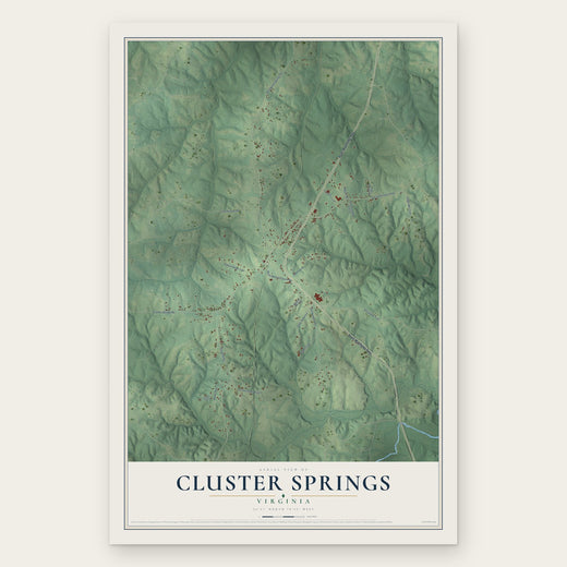 Cluster Springs, Virginia map print, the full design