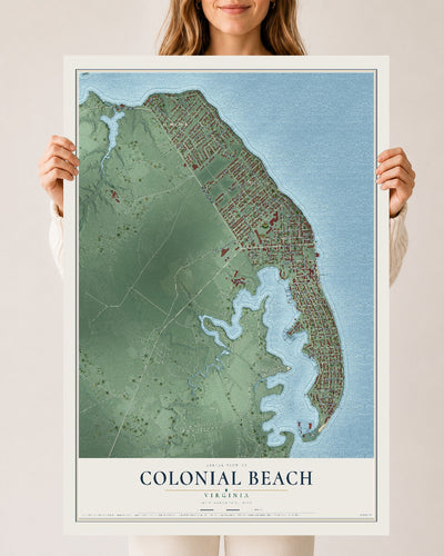 Map of Colonial Beach, Virginia, 24 x 36 inch unframed archival matte print