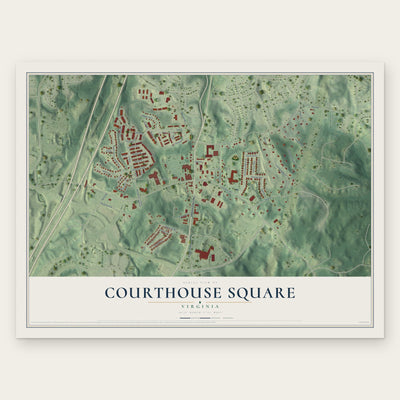 Courthouse Square, Virginia map print, the full design