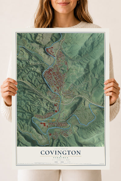Map of Covington, Virginia, 18 x 24 inch unframed archival matte print