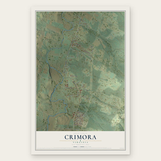 Crimora, Virginia map print, the full design