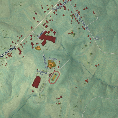 Close-up of the map of Cumberland, Virginia print showing street and building detail