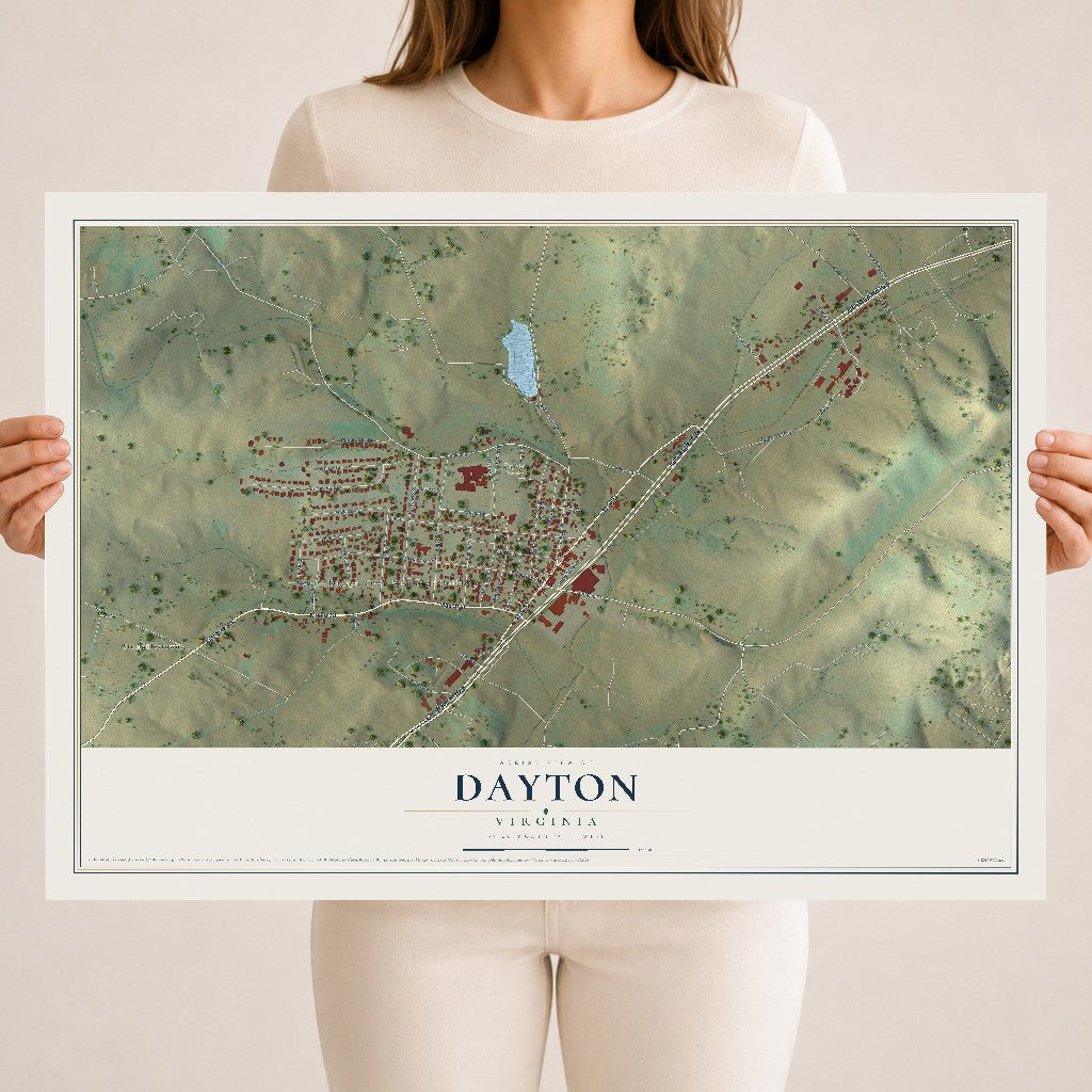 Map of Dayton, Virginia, 18 x 24 inch unframed archival matte print