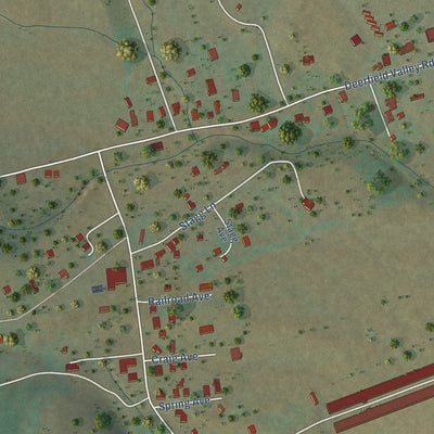 Close-up of the map of Deerfield, Virginia print showing street and building detail