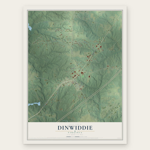 Dinwiddie, Virginia map print, the full design