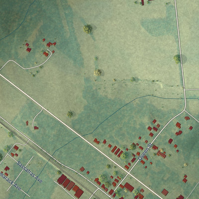 Close-up of the map of Disputanta, Virginia print showing street and building detail