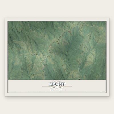 Ebony, Virginia map print, the full design
