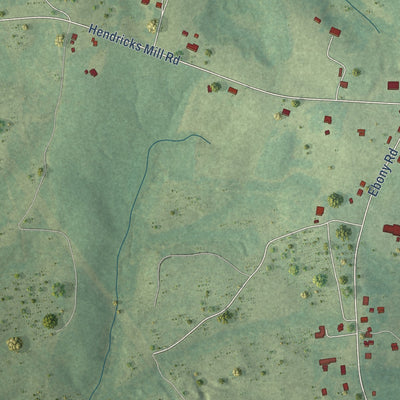 Close-up of the map of Ebony, Virginia print showing street and building detail
