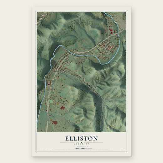 Elliston, Virginia map print, the full design