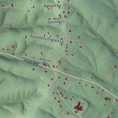 Close-up of the map of Esmont, Virginia print showing street and building detail