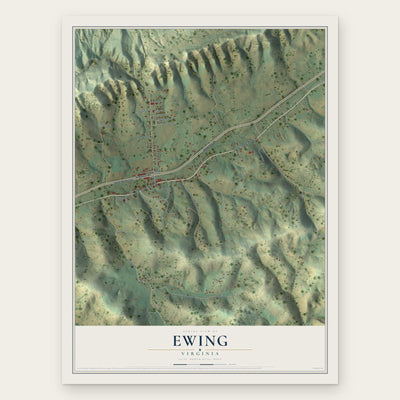 Ewing, Virginia map print, the full design