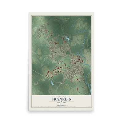 Map of Franklin, Virginia, 12 x 18 inch unframed archival matte print