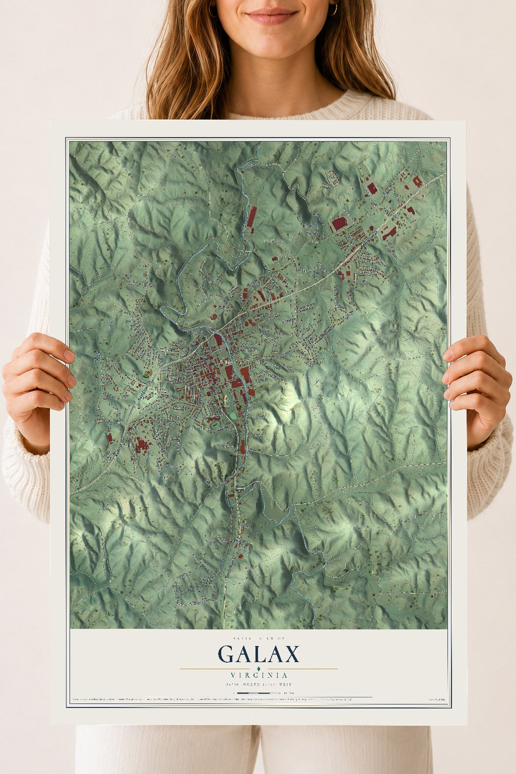 Map of Galax, Virginia, 18 x 24 inch unframed archival matte print