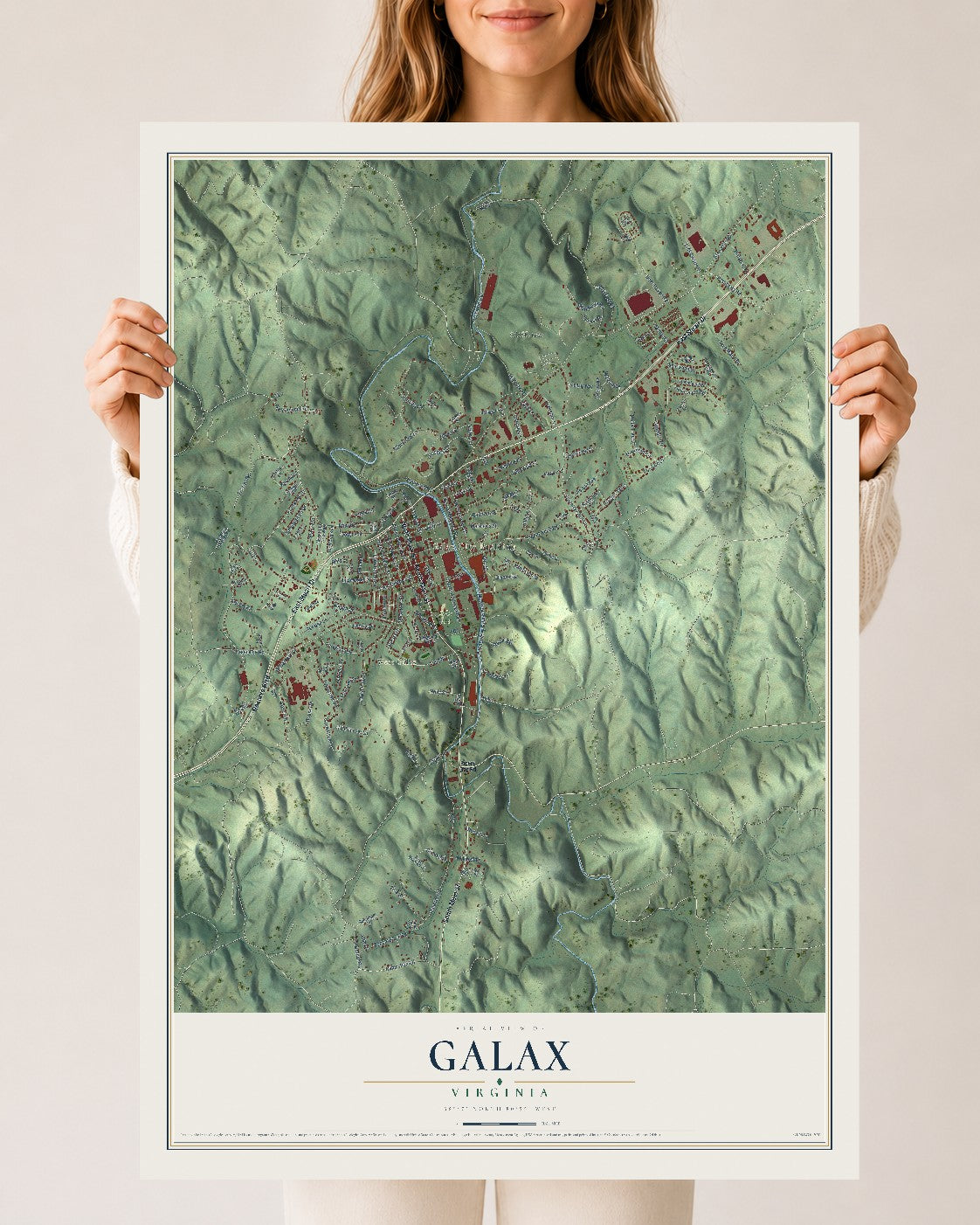 Map of Galax, Virginia, 24 x 36 inch unframed archival matte print