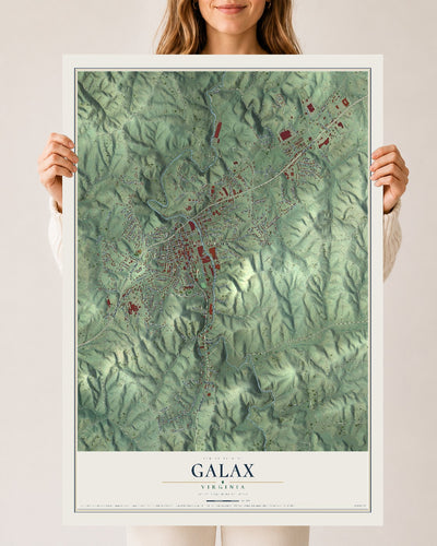 Map of Galax, Virginia, 24 x 36 inch unframed archival matte print