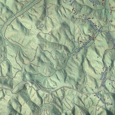 Close-up of the map of Gladesboro, Virginia print showing street and building detail