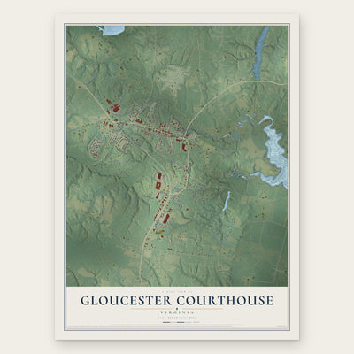 Gloucester Courthouse, Virginia map print, the full design