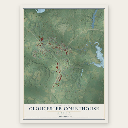 Gloucester Courthouse, Virginia map print, the full design