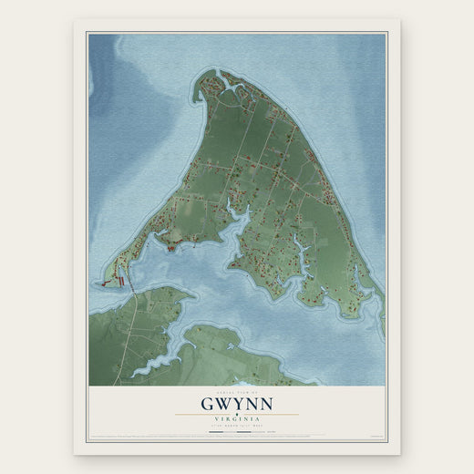 Gwynn, Virginia map print, the full design