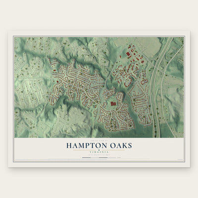 Hampton Oaks, Virginia map print, the full design