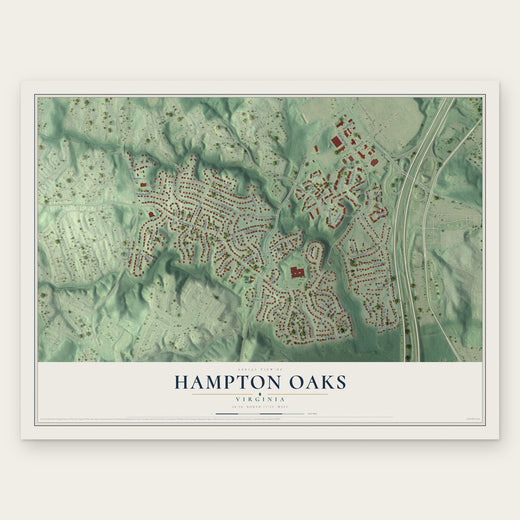 Hampton Oaks, Virginia map print, the full design