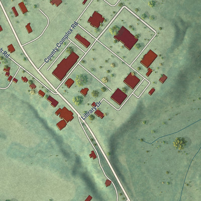 Close-up of the map of Hanover, Virginia print showing street and building detail