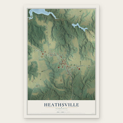 Heathsville, Virginia map print, the full design
