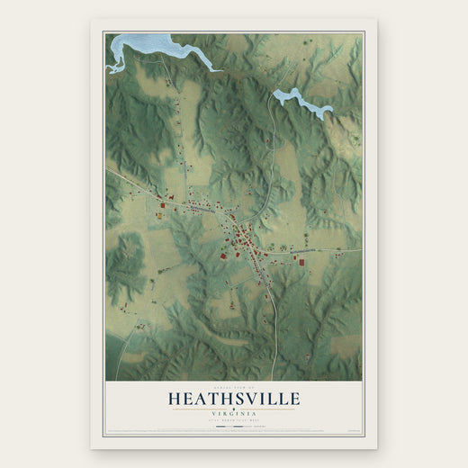 Heathsville, Virginia map print, the full design