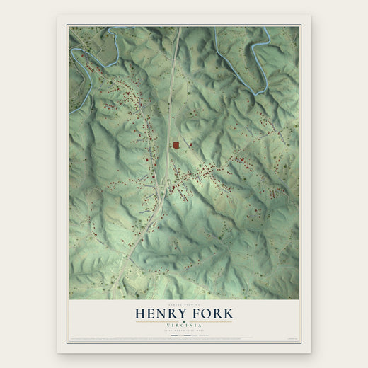 Henry Fork, Virginia map print, the full design