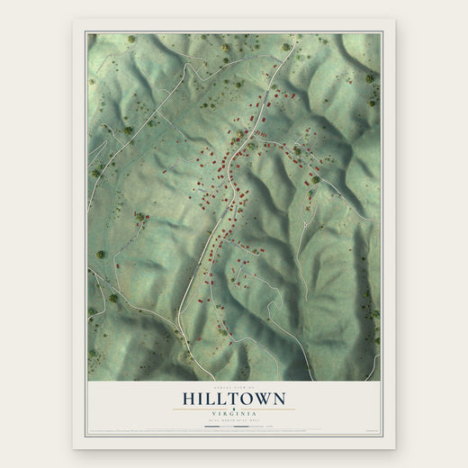 Hilltown, Virginia map print, the full design