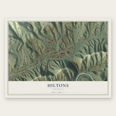 Hiltons, Virginia map print, the full design