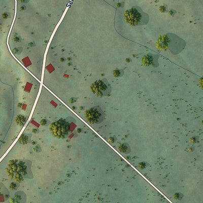 Close-up of the map of Hudson Crossroads, Virginia print showing street and building detail