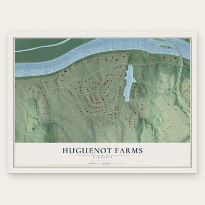 Huguenot Farms, Virginia map print, the full design
