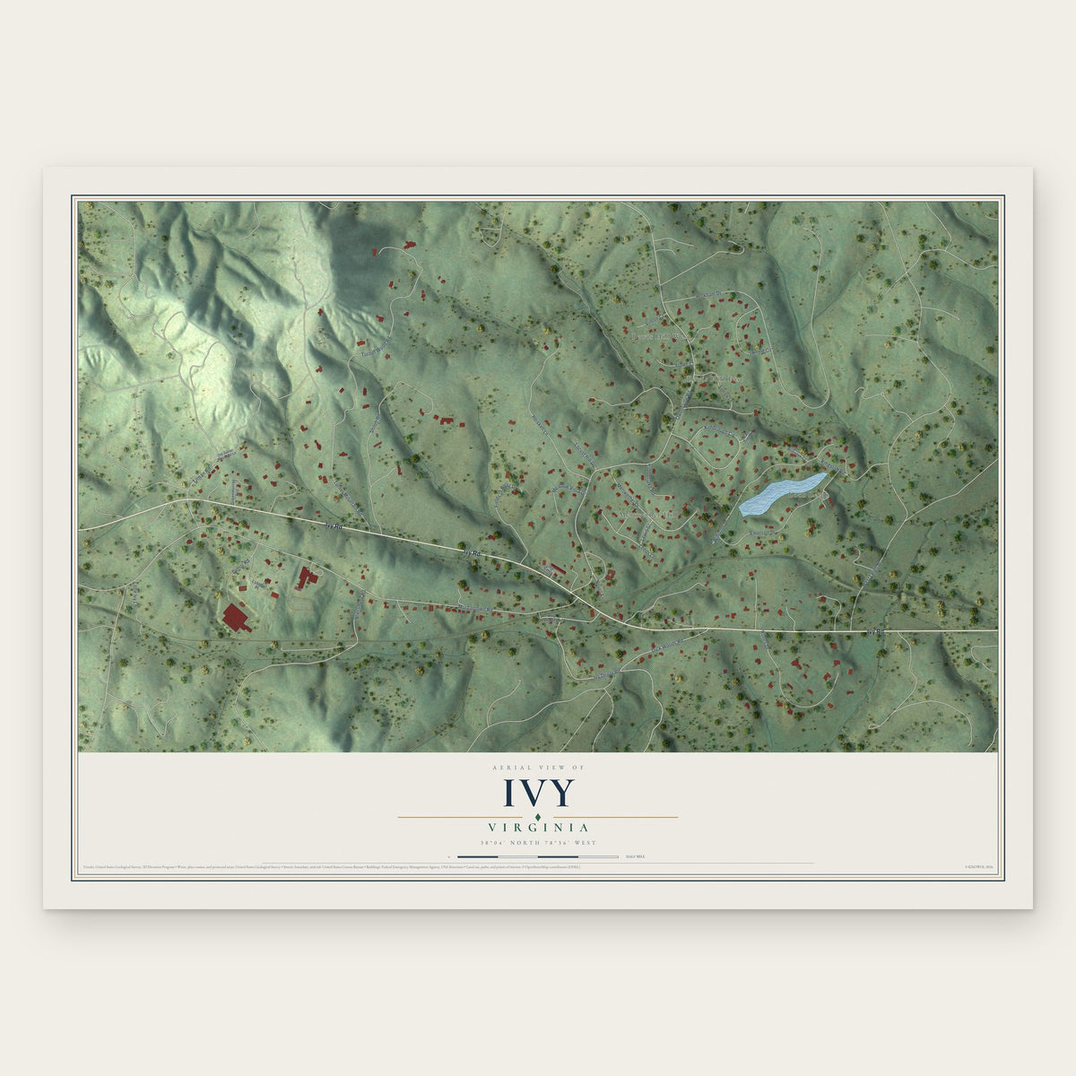 Ivy, Virginia map print, the full design