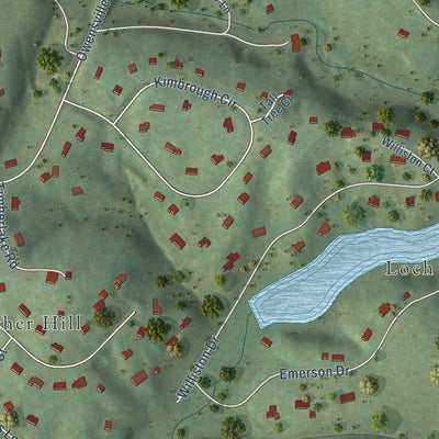 Close-up of the map of Ivy, Virginia print showing street and building detail