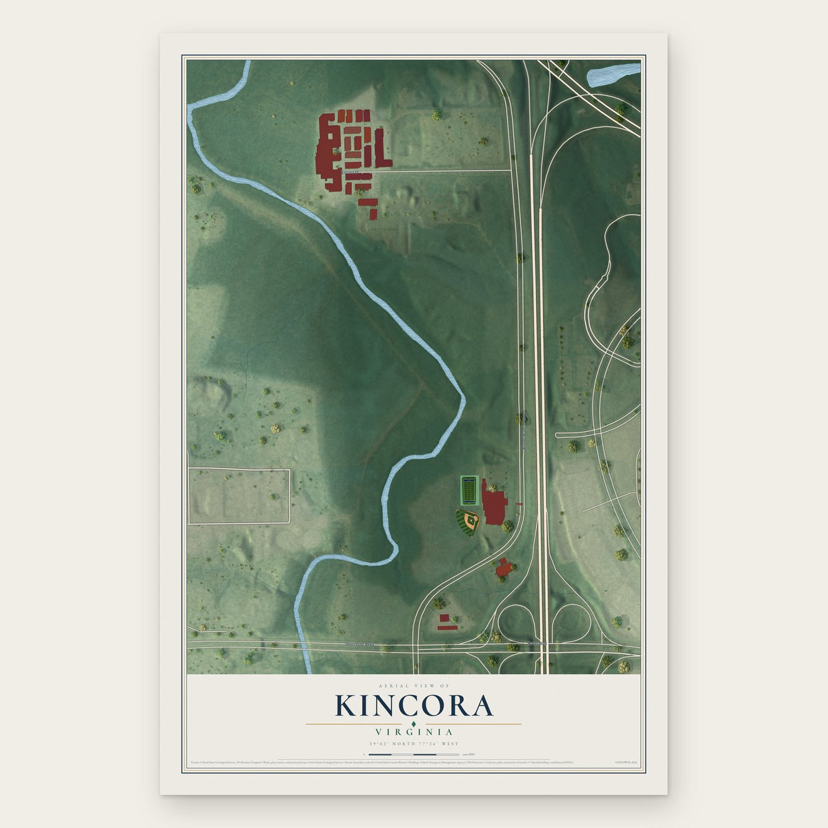 Kincora, Virginia map print, the full design
