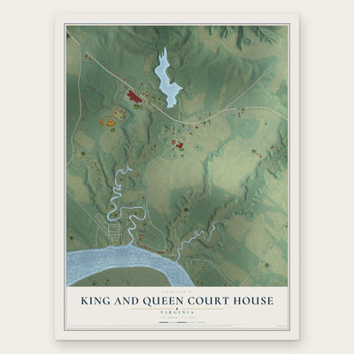 King and Queen Court House, Virginia map print, the full design