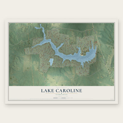 Lake Caroline, Virginia map print, the full design