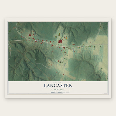 Lancaster, Virginia map print, the full design