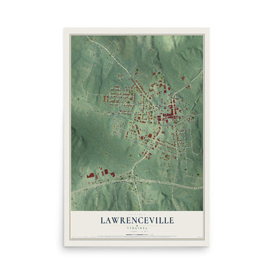 Map of Lawrenceville, Virginia, 12 x 18 inch unframed archival matte print
