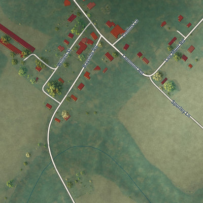 Close-up of the map of Lee Mont, Virginia print showing street and building detail