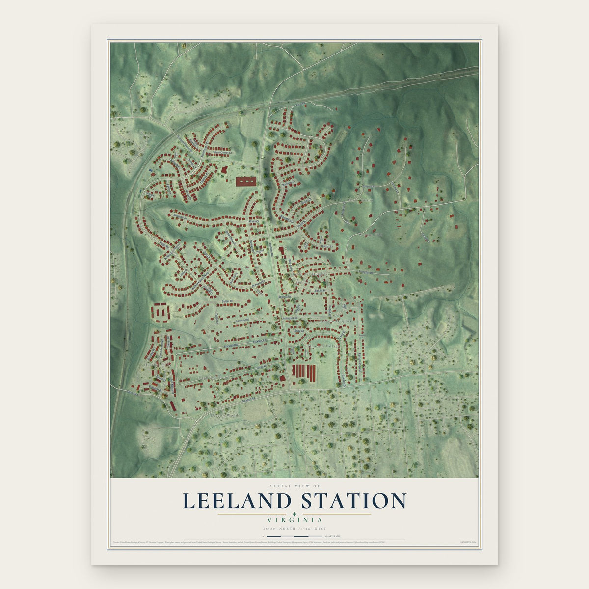 Leeland Station, Virginia map print, the full design