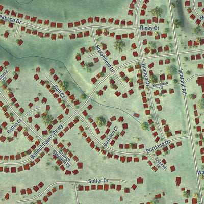 Close-up of the map of Leeland Station, Virginia print showing street and building detail