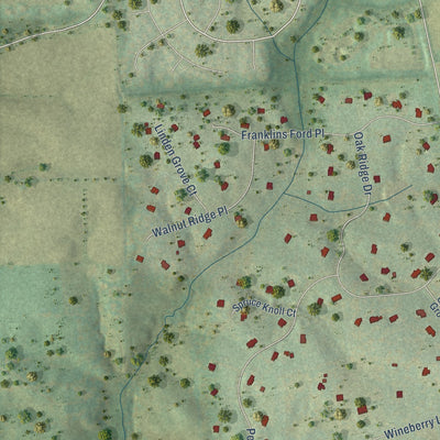 Close-up of the map of Lincoln, Virginia print showing street and building detail
