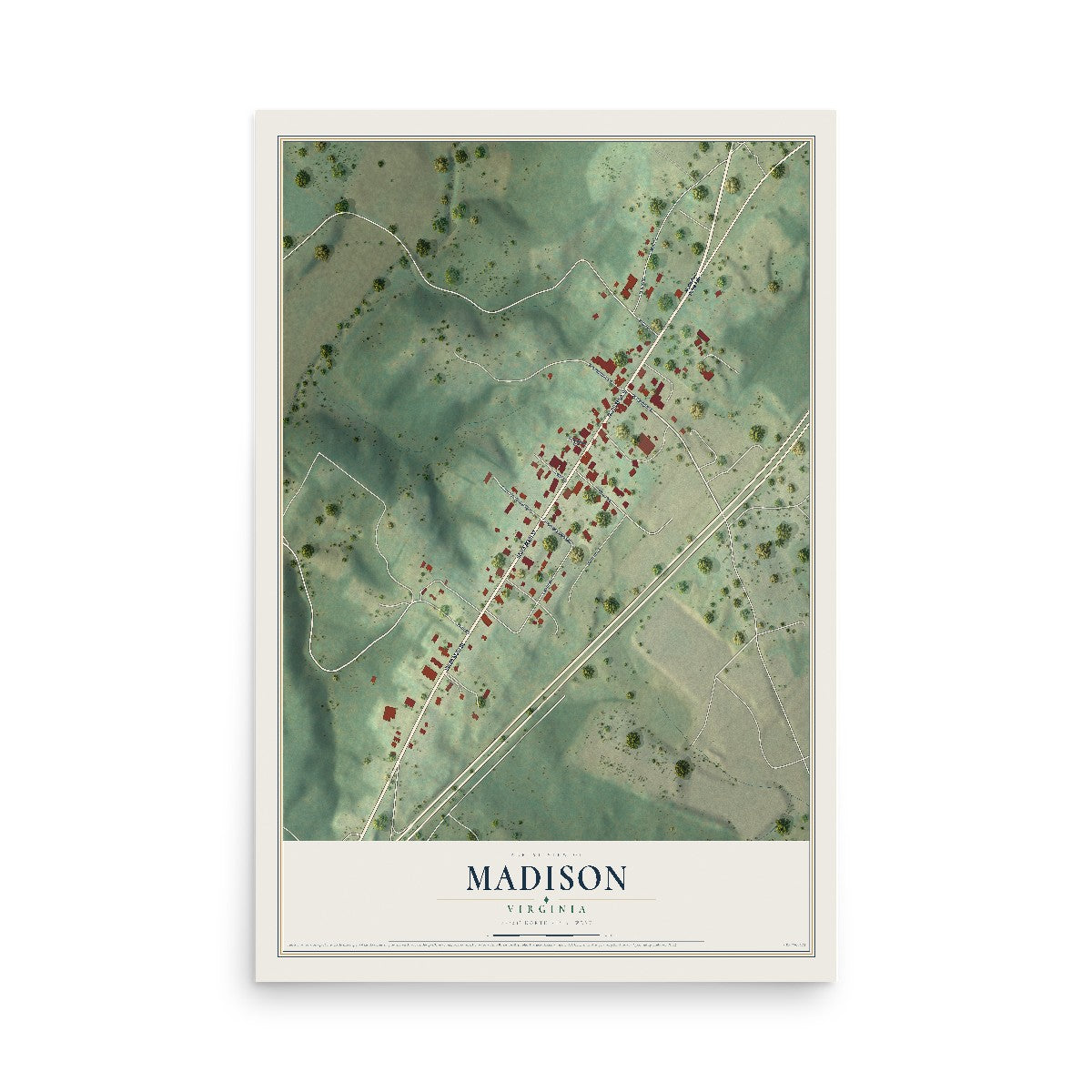 Map of Madison, Virginia, 12 x 18 inch unframed archival matte print