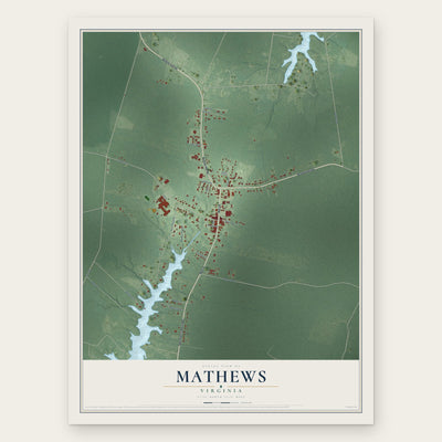 Mathews, Virginia map print, the full design