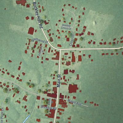 Close-up of the map of Mathews, Virginia print showing street and building detail